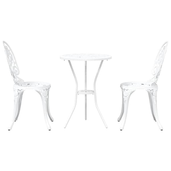 vidaXL Trädgårdsbistroset 3 delar Vit Aluminium