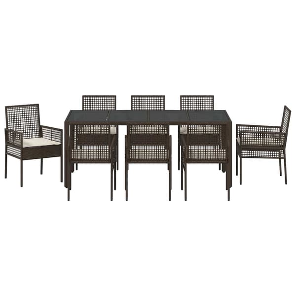 vidaXL Trädgårdsmöbelset 9 pcs Brun konstrotting