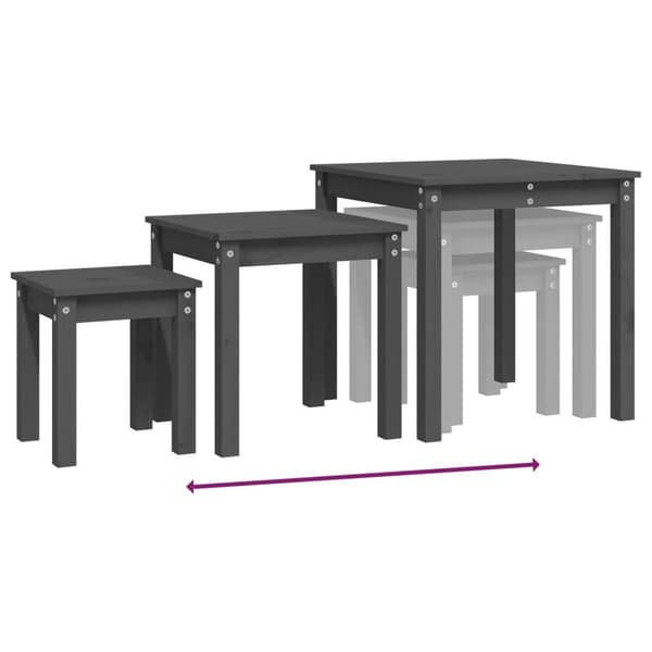 vidaXL Stablebord 3 stk grå heltre furu