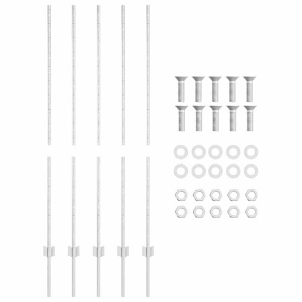 vidaXL Gjerdepåle 5 pcs sølv 140 cm Stål