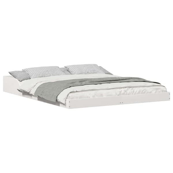 vidaXL Sängram Vit 140 x 220 cm Massiv furu