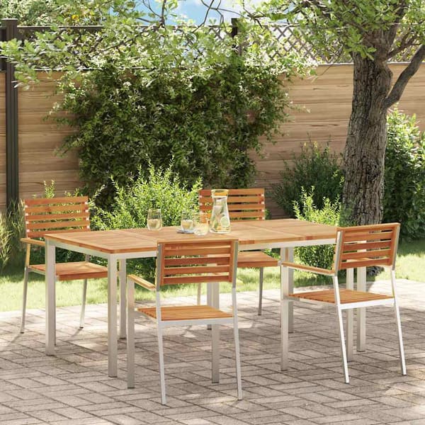 vidaXL Hage Spisegruppe 5 pcs Brun Solid akasietre
