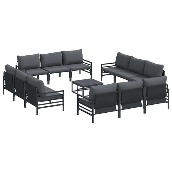 vidaXL Hagesofa Set med pute 13 pcs Svart Stål