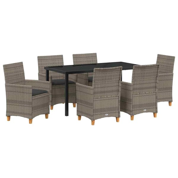 vidaXL Trädgårdsmöbelset 7 pcs Grå konstrotting