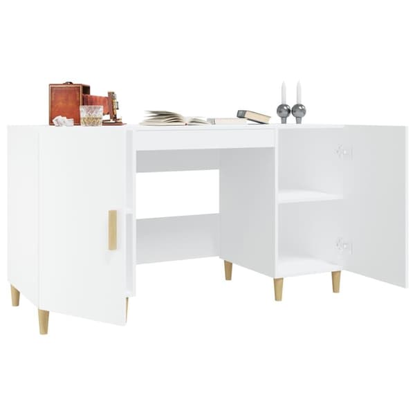 vidaXL Skrivebord hvit 140x50x75 cm konstruert tre