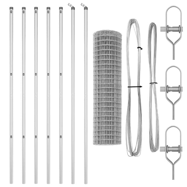 vidaXL Gjerde med stolpe sølv 1,4 x 10 m Stål og PVC