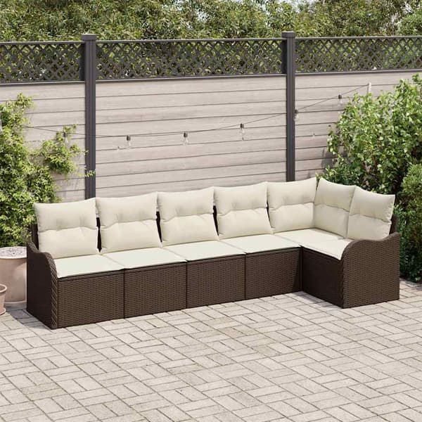 vidaXL Trädgårdsoffset 6 pcs Brun konstrotting