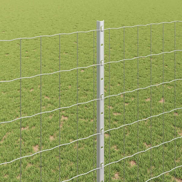 vidaXL Gjerde med stolpe sølv 1,6 x 10 m Stål