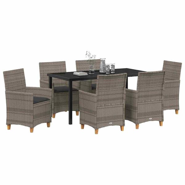 vidaXL Trädgårdsmöbelset 7 pcs Grå konstrotting