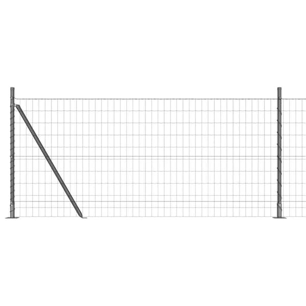 vidaXL Gjerde med stolpe Grå 0,8 x 25 m Stål og PVC