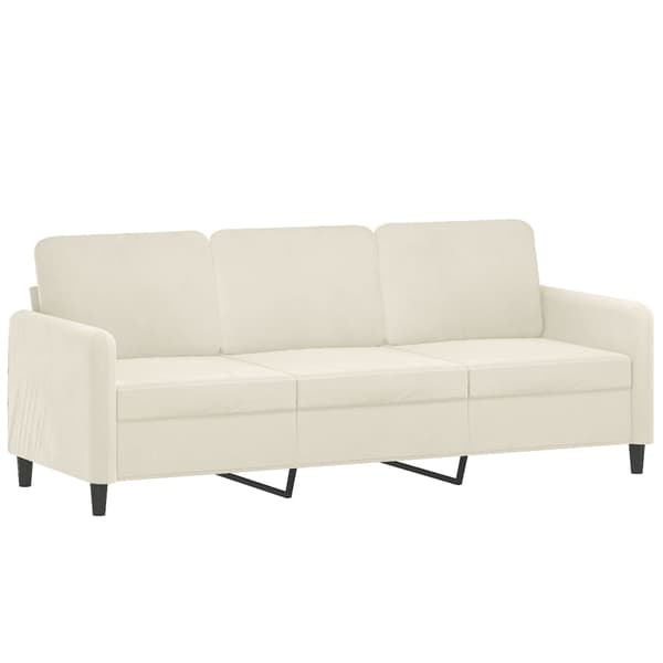 vidaXL 3-sitssoffa gräddvit 180 cm sammet