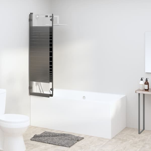 vidaXL Vikbar duschvägg 3 paneler 130x130 cm ESG svart