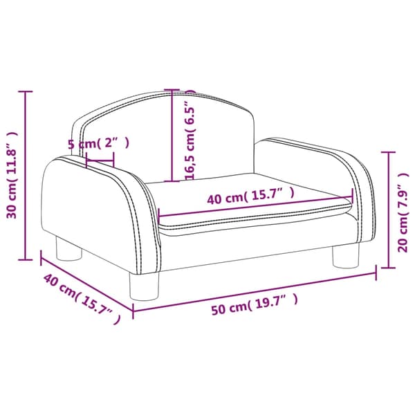vidaXL Barnsoffa svart 50x40x30 cm tyg