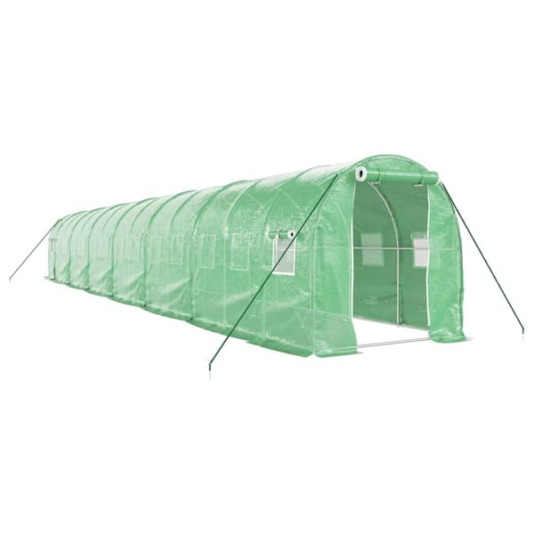vidaXL Växthus med stålram grön 28 m² 14x2x2 m