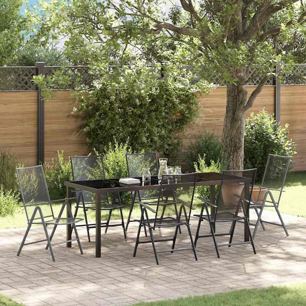 vidaXL Trädgårdsmöbelset 7 pcs Antracit Pulverlackerat stål
