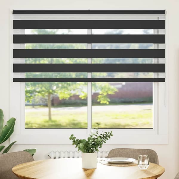 vidaXL Rullgardin zebra svart 160x100 cm tyg bredd 155,9cm polyester
