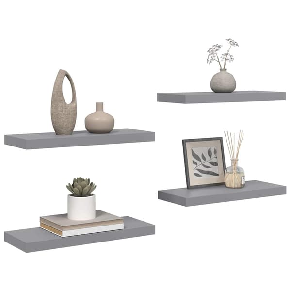 vidaXL Flytende vegghyller 4 stk grå 60x23,5x3,8 cm MDF