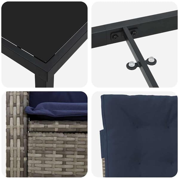 vidaXL Trädgårdsmöbelset med kudde 7 pcs Grå konstrotting