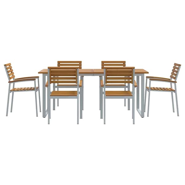 vidaXL Hage Spisegruppe 7 pcs Grå Solid akasietre