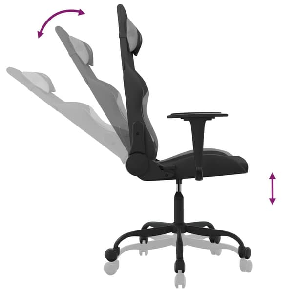 vidaXL gamingstol svart och ljusgrå tyg