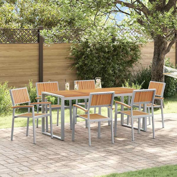 vidaXL Hage Spisegruppe 7 pcs Grå Solid akasietre