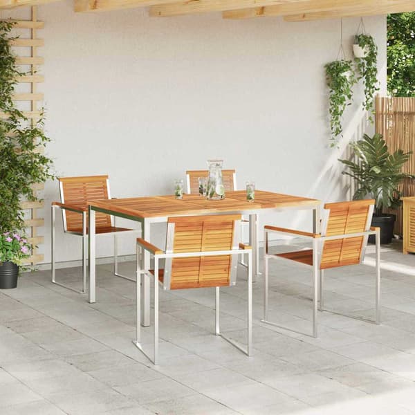 vidaXL Hage Spisegruppe 5 pcs Brun Solid akasietre