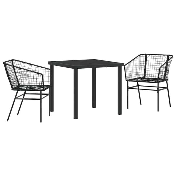 vidaXL Hage Spisegruppe 3 pcs Svart polyrotting