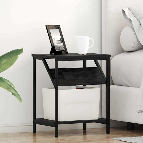 vidaXL Nattbordskap Svart Eik 38 x 30 x 48 cm Konstruert tre