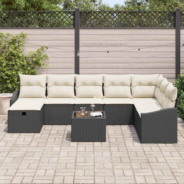 vidaXL Soffset med kudde 8 pcs konstrotting