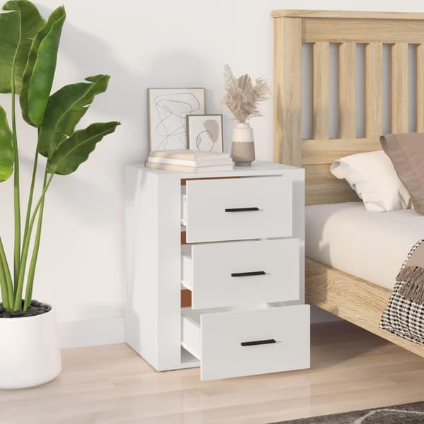 vidaXL Nattbord hvit 50x36x60 cm konstruert tre