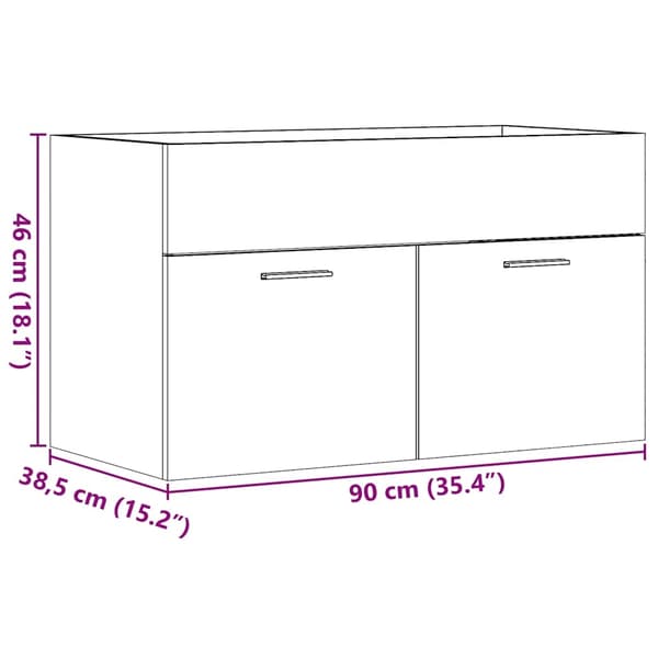 vidaXL Servantskap artisan eik 90x38,5x46 cm konstruert tre
