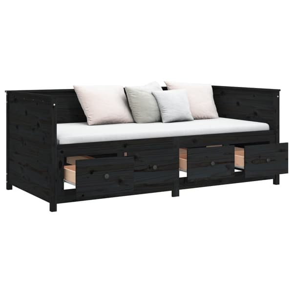 vidaXL Dagseng svart 90x190 cm heltre furu