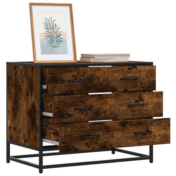 vidaXL Kommode røkt eik 70x41x56 cm konstruert tre