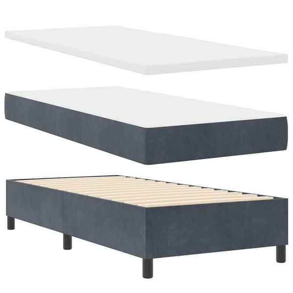 vidaXL Bäddfjäder med madrass Mörkgrå 200 x 90 cm Sammet