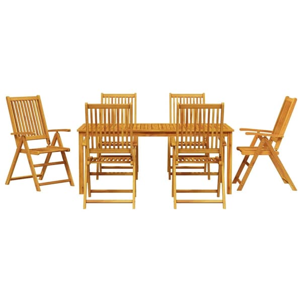 vidaXL Hage Spisegruppe Sammenleggbar 7 pcs Brun Solid akasietre