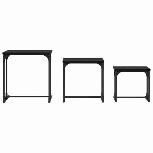 vidaXL Kaffebord med Nesting 3 pcs Svart eik Konstruert tre