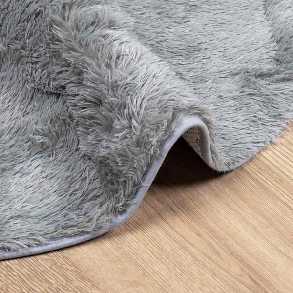 vidaXL Ryamatta med lång lugg NAVARRA silvergrå 200x200 cm polyester