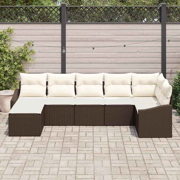 vidaXL Soffset med kudde 7 pcs Brun konstrotting