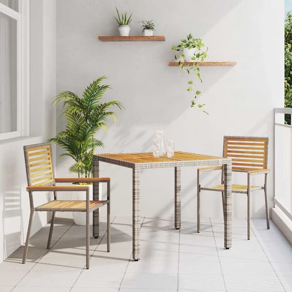 vidaXL Hage Spisegruppe 3 pcs Grå og Brun polyrotting