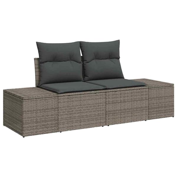 vidaXL Trädgårdsoffset med lagring 8 pcs Grå Poly rattan