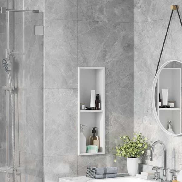 vidaXL Dusjniche Hvit 60 x 20 x 9.5 cm Rustfritt Stål