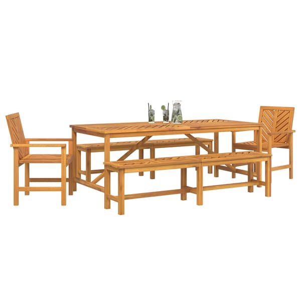 vidaXL Hage Spisegruppe 5 pcs Brun Solid akasietre