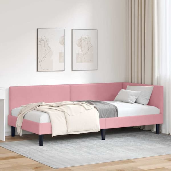 vidaXL Hörnssängram Rosa 100 x 200 cm Sammet