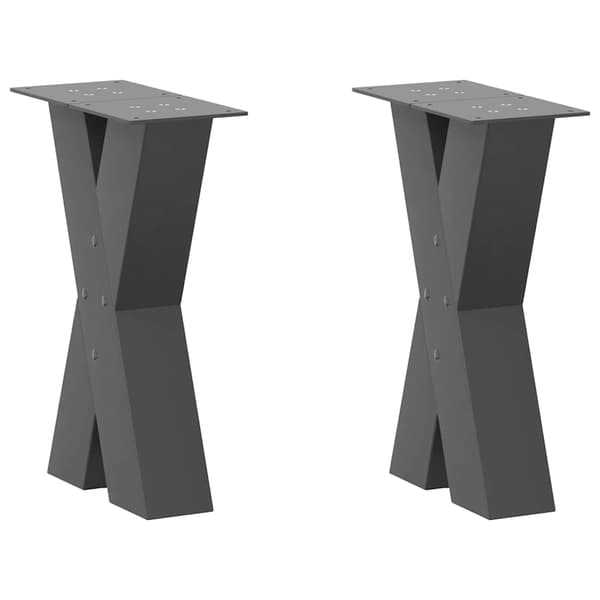 vidaXL Soffbordsben X-formade 2 st antracit 28x(42-43) cm stål