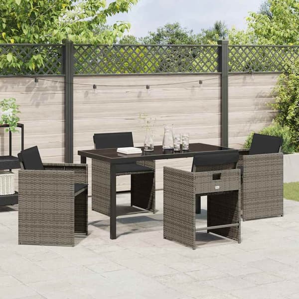vidaXL Hage Spisegruppe 5 pcs Grå polyrotting