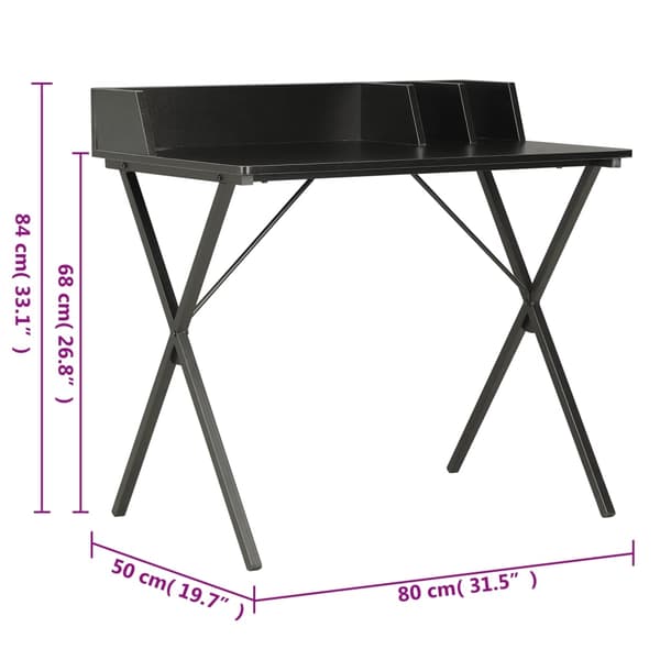 vidaXL Skrivbord svart 80x50x84 cm
