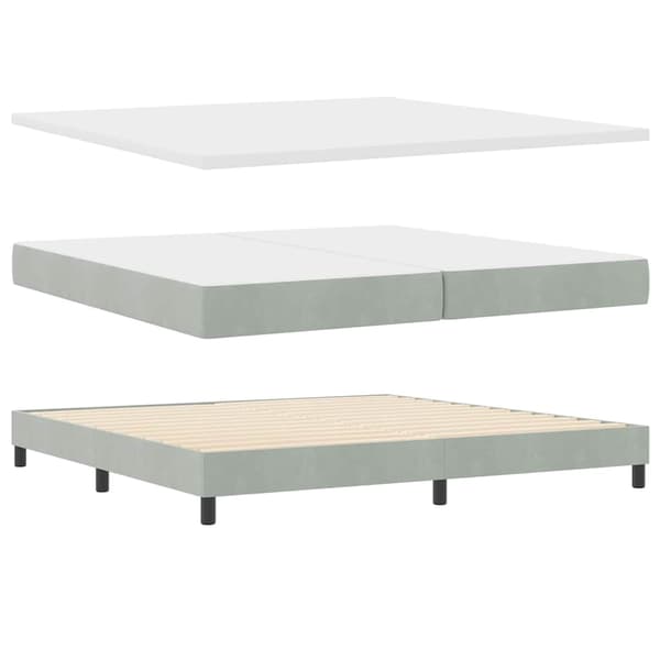vidaXL Bäddfjäder med madrass Ljusgrå 200 x 200 cm Sammet