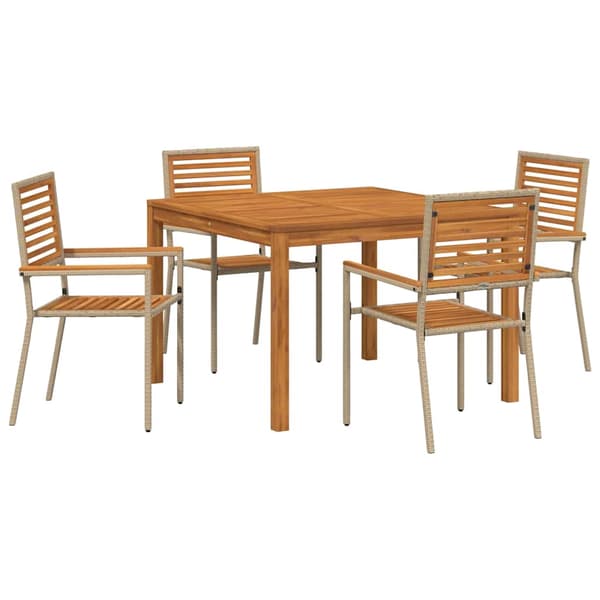vidaXL Hage Spisegruppe 5 pcs Beige Solid akasietre