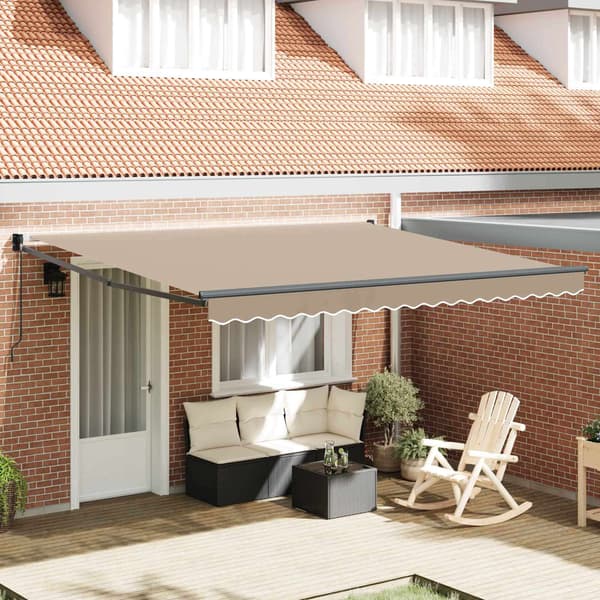 vidaXL Utfällbar markis Beige 400 × 300 cm Polyester och aluminium