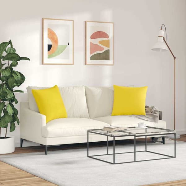 vidaXL Soffkuddar 2 st Ljusgul 50 x 50 cm tyg